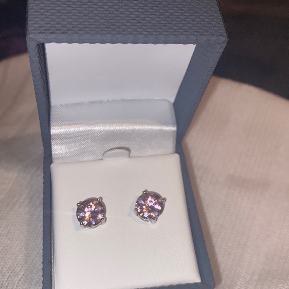 🔥 PRICE DROP! Sterling Silver 2 Carat Pink Diamond Stud Earrings cz